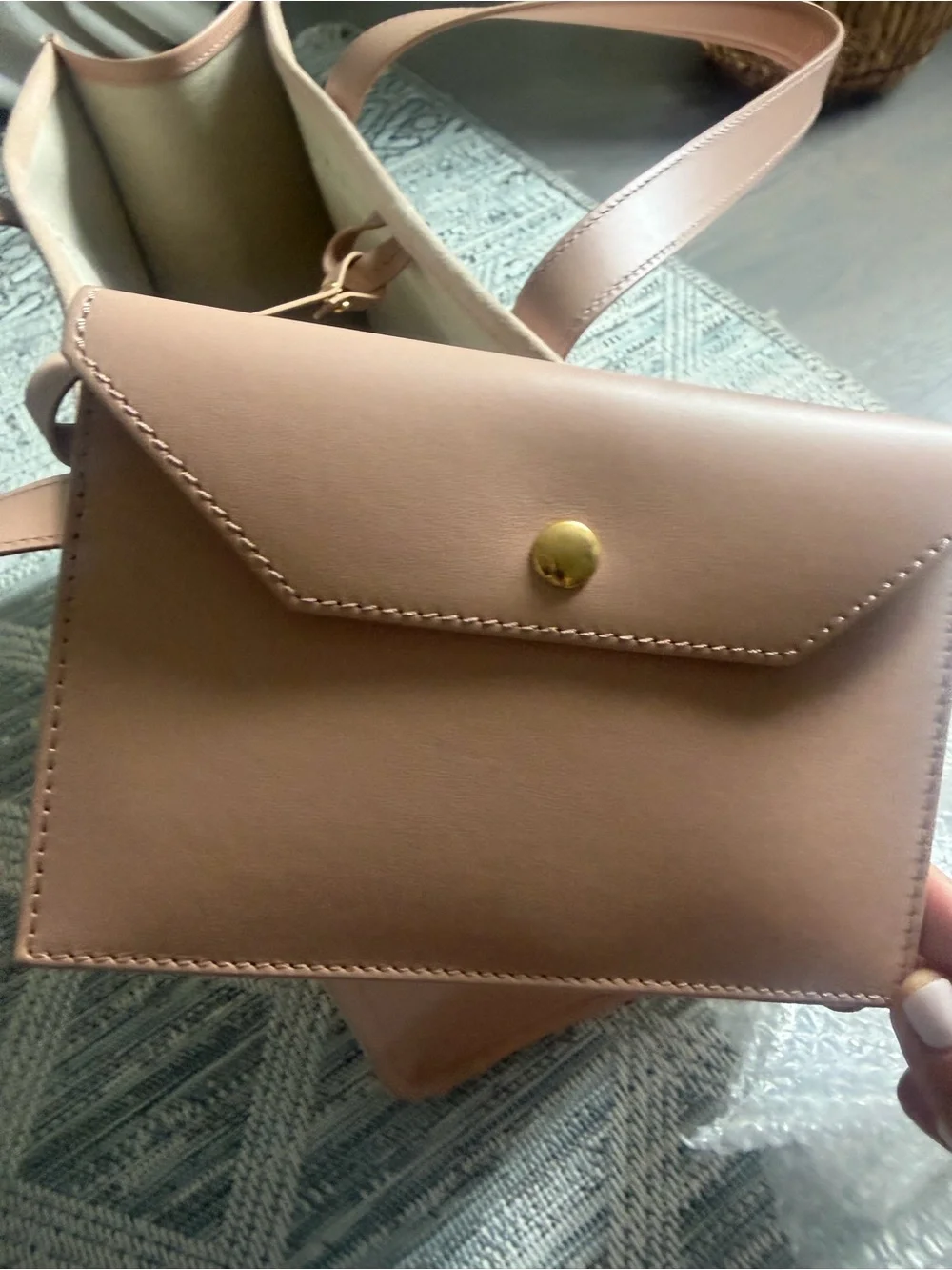 Balmain Medium Suede B-Army Tote in Neutral Rose